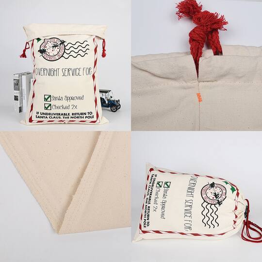 Personality Case™ 19" x 26" Candy Stripe Cotton Christmas Drawstring Bag